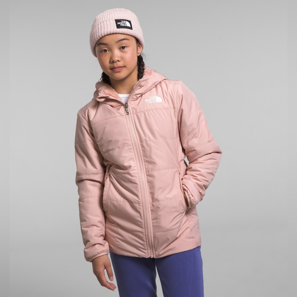 THE NORTH FACE Girls' Reversible Jacket Coat Mossbud Pink Parka fleece Kids L 12